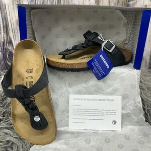 Birkenstock Black Leather Gizeh Thong Sandals Size 36EU BRAND NEW